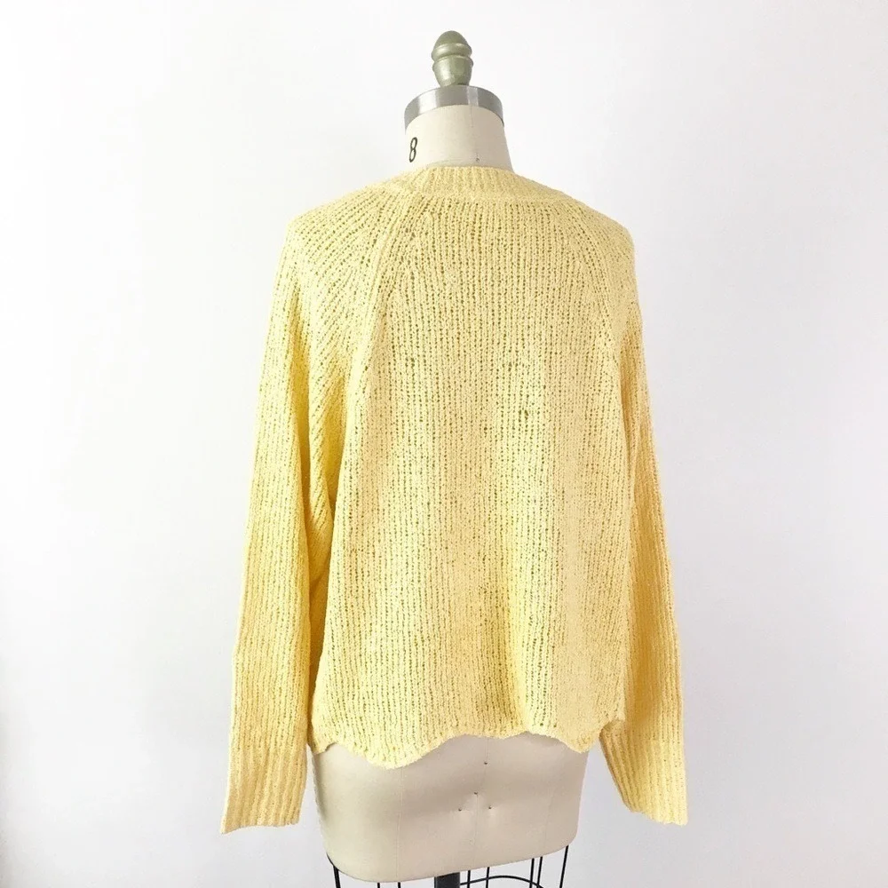 Cotton‎ Emporium Sweater Yellow Scalloped Hem Spring Stitch Fix M